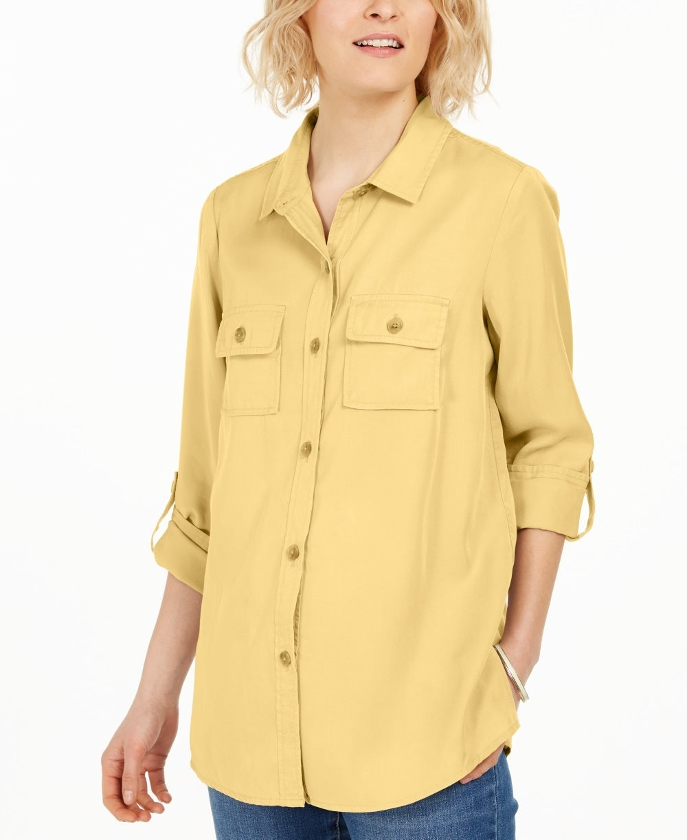 Charter Club Women's Utility Shirt Med Yellow Size Extra Large