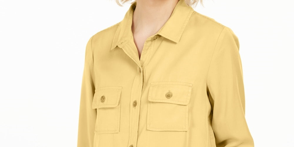 Charter Club Women's Utility Shirt Med Yellow Size Extra Large