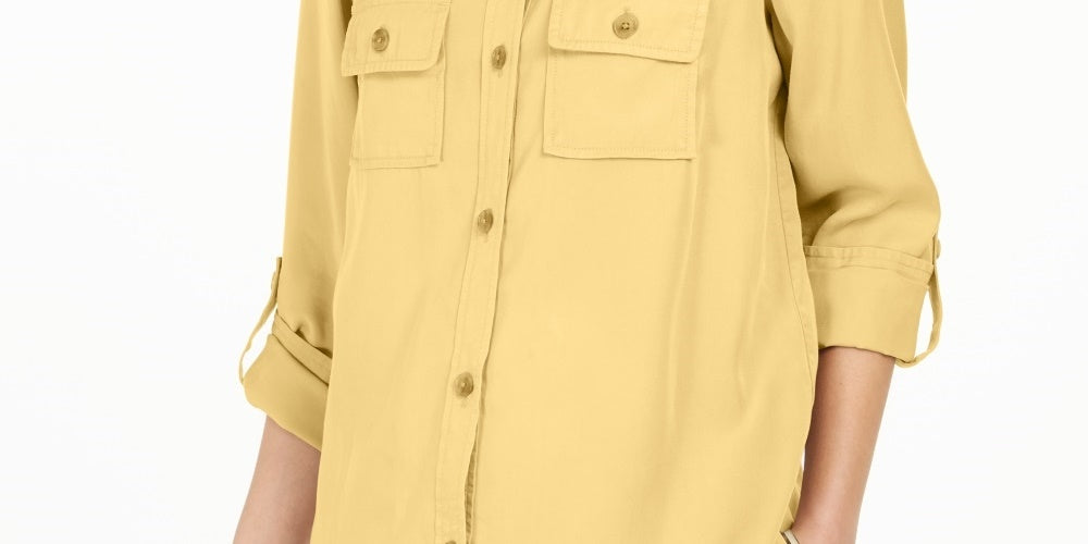 Charter Club Women's Utility Shirt Med Yellow Size Extra Large