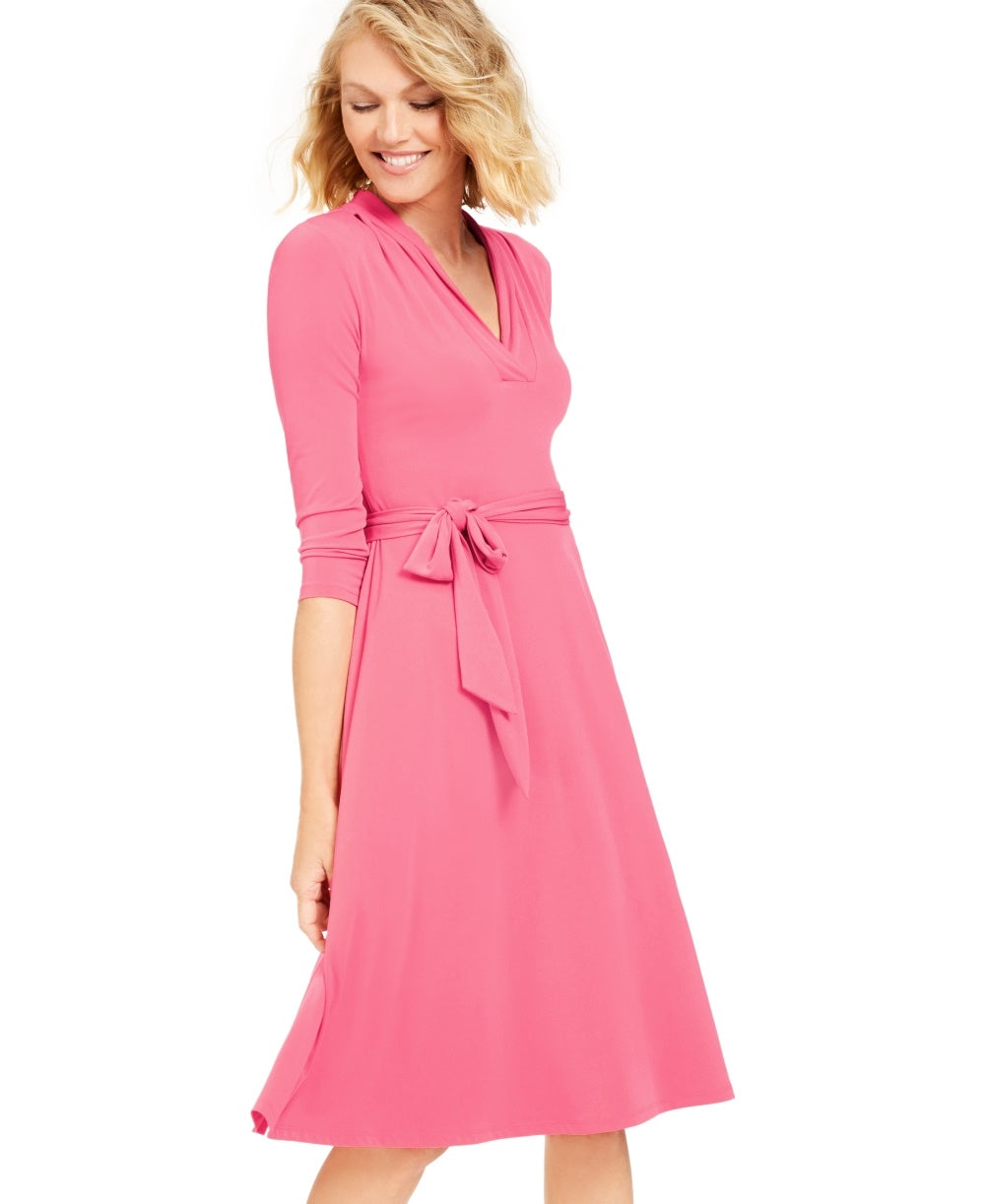 Charter Club Women's 3/4 Sleeve Midi Dress Pink Size X-Small