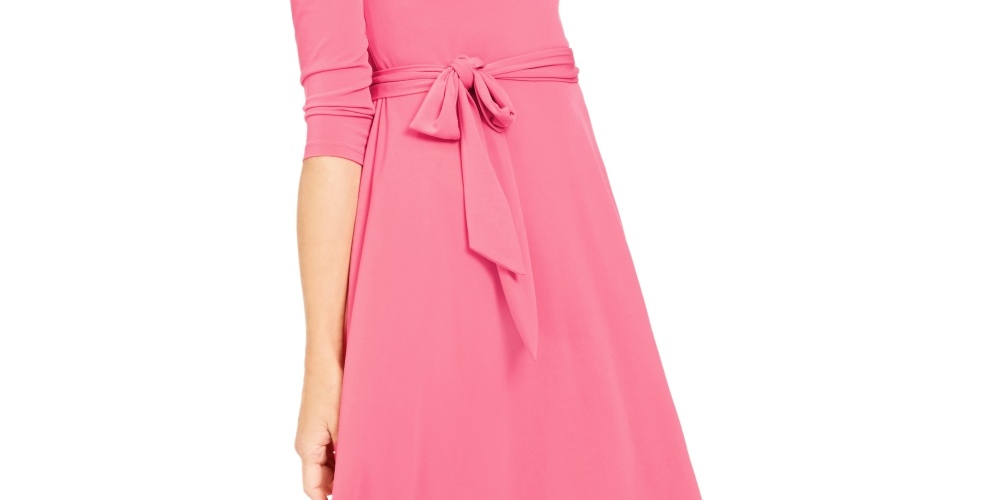 Charter Club Women's 3/4 Sleeve Midi Dress Pink Size X-Small