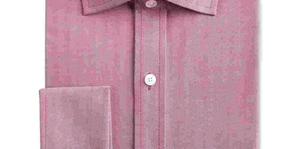 Tasso Elba Men's Herringbone Collared Classic Fit Non Iron Dress Shirt Red Size 16X32-33