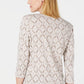 Karen Scott Women's Vine-Print 3/4-Sleeve Top Dark Beige Size Small