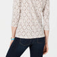 Karen Scott Women's Vine-Print 3/4-Sleeve Top Dark Beige Size Extra Small