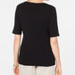 Karen Scott Women's Cotton Pineapple Graphic Print T-Shirt Black Size Large
