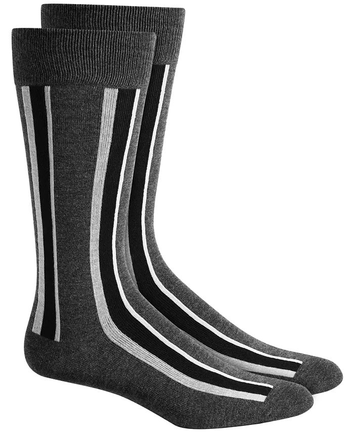 Alfani Men's Vertical Stripe Socks Black Size Regular