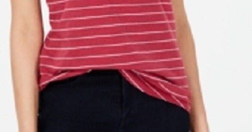 Maison Jules Women's Striped V-Neck Top Red Size X-Small