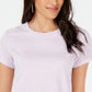 Maison Jules Women's Striped Crew-Neck T-Shirt Purple Size Small