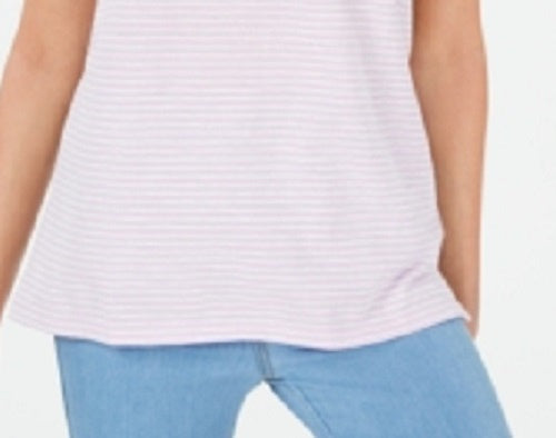 Maison Jules Women's Striped Crew-Neck T-Shirt Purple Size Small