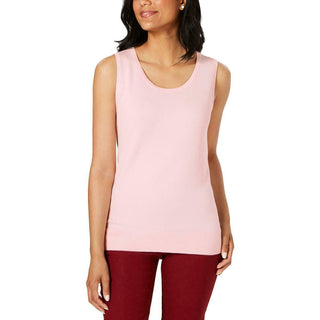 Charter Club Women's Sleeveless Crew Neck Sweater Pink Size Large