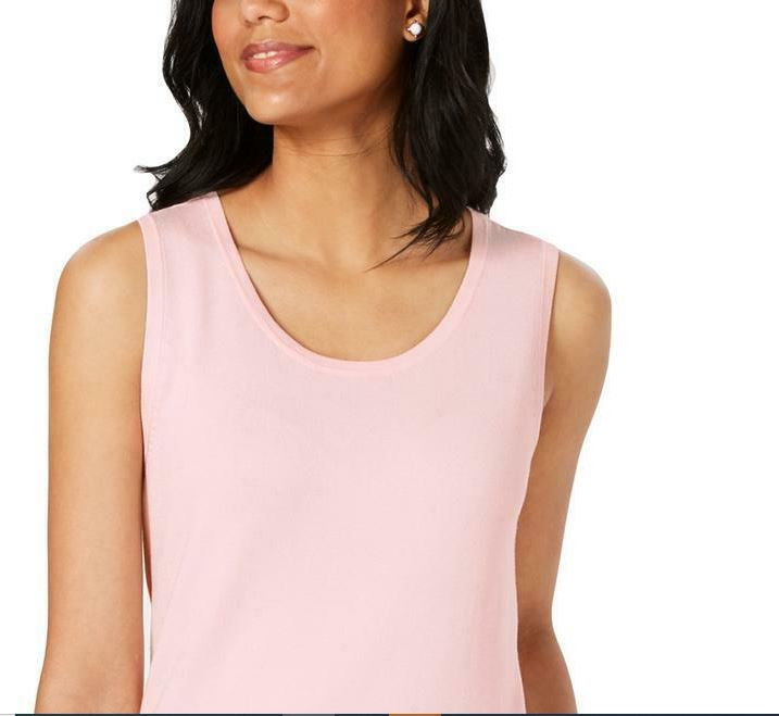 Charter Club Women's Sleeveless Crew Neck Sweater Pink Size Large