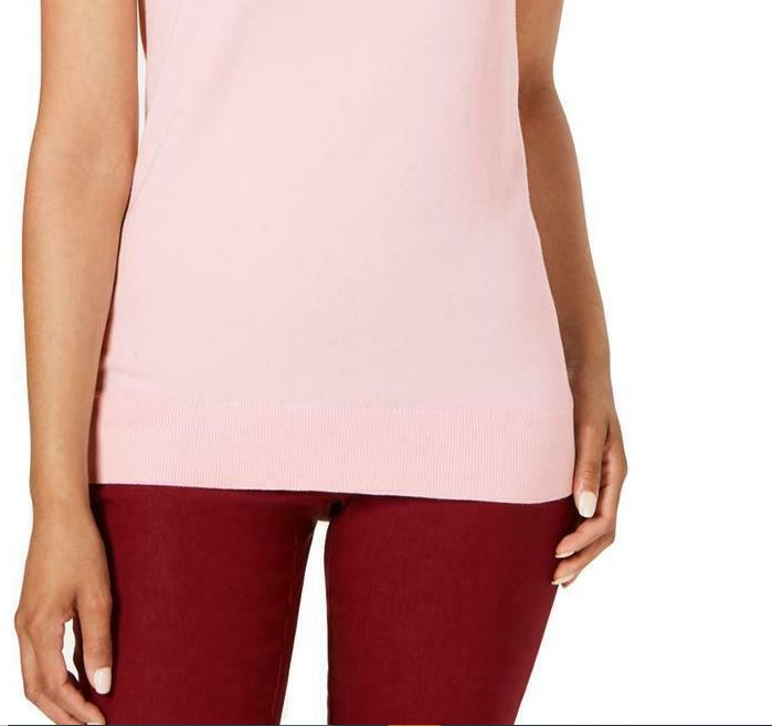 Charter Club Women's Sleeveless Crew Neck Sweater Pink Size Large