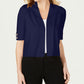 JM Collection Women's Open Front Toggle Sleeve Cardigan Blue Size Medium