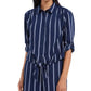 Charter Club Women's Striped Tie-Front Shirt Blue Size XX Large