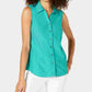 Charter Club Women's Cotton Pique Sleeveless Shirt  Blue Size 18