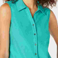 Charter Club Women's Cotton Pique Sleeveless Shirt  Blue Size 18