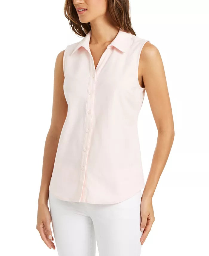 Charter Club Women's Cotton Shirt White Size 14 Petite