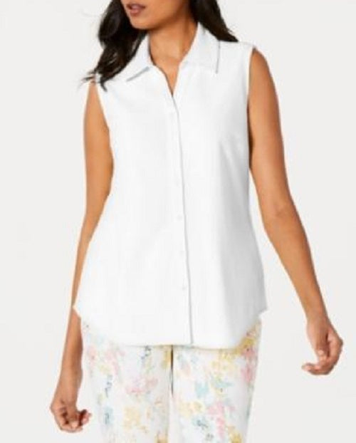 Charter Club Women's Cotton Shirt White Size 12 Petite