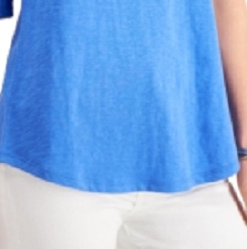 Charter Club Women's Cotton Lace-Trimmed Top Blue Size Medium