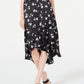 Alfani Women's Ruffled Floral Print Midi Skirt Black Size 12