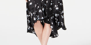 Alfani Women's Ruffled Floral Print Midi Skirt Black Size 12