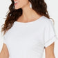 JM Collection Women's Embellished Ruched Side-Tie Top White Size Large