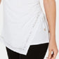 JM Collection Women's Embellished Ruched Side-Tie Top White Size Large