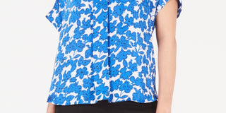 Alfani Women's Floral Print Blouse Navy Size X-Large