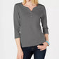 Karen Scott Women's Cotton Henley Top Green Size X-Small