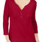 Karen Scott Women's Cotton Henley Shirt Red Size Petite Medium
