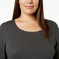 Karen Scott Women's Cotton 3/4 Sleeve Top Charcoal Size X-Small