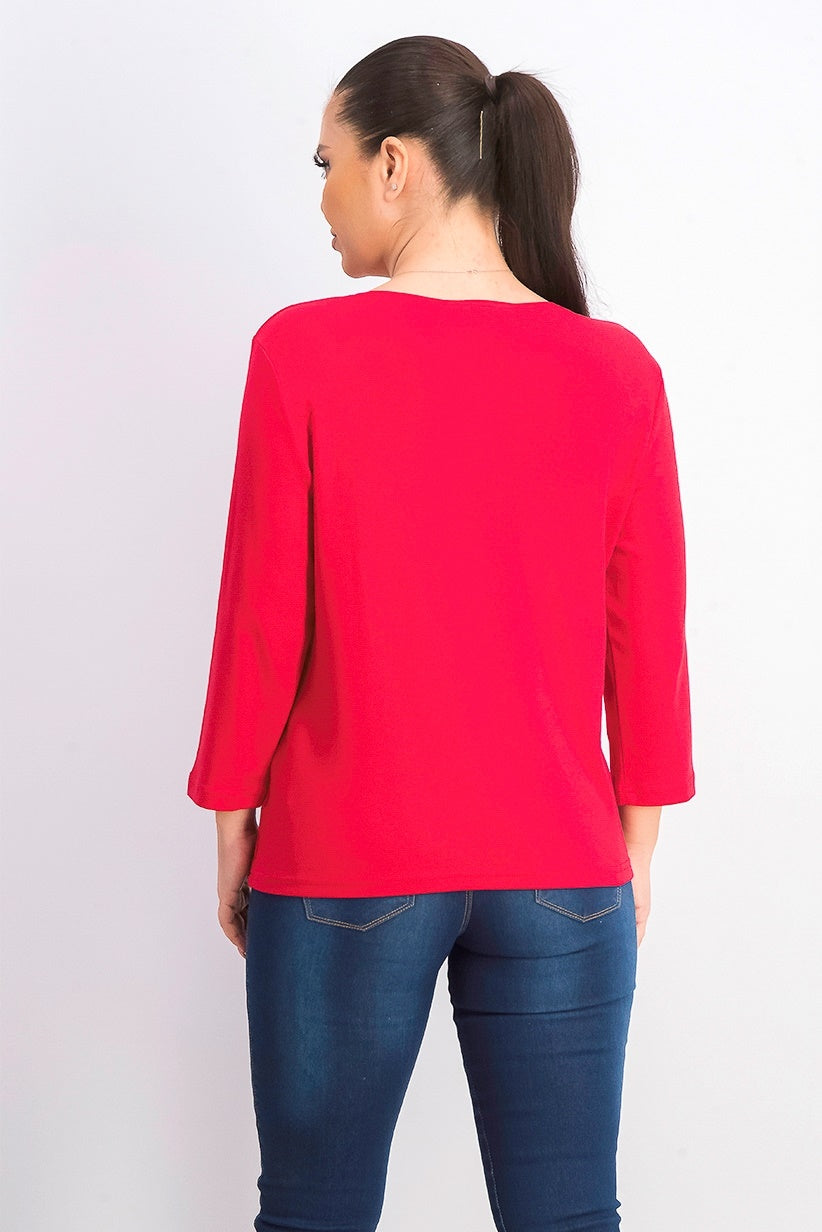 Karen Scott Women's Cotton Scoop-Neck Top Red Size Petite Small