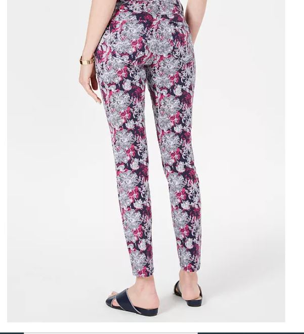 Charter Club Women's Printed Tummy Control Jeans Blue Size 14 Petite