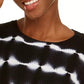 INC International Concepts Women's Cotton Tie-Dyed Striped Sweater Black Size Petite Medium