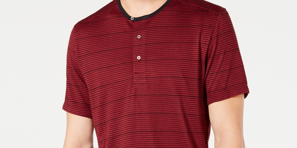 INC International Concepts Men's Striped Henley Wine Size XX-Large