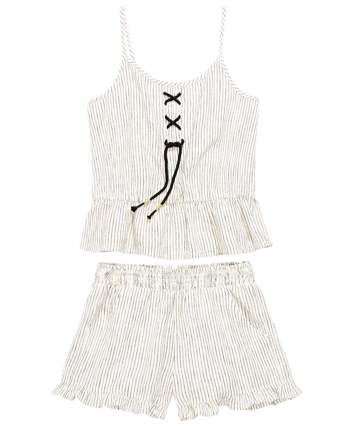 Epic Threads Big Girl's 2-Pc. Striped Tank Top & Shorts Set Natural Size Large