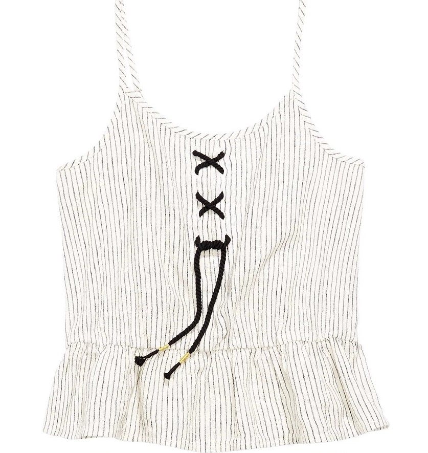 Epic Threads Big Girl's 2-Pc. Striped Tank Top & Shorts Set Natural Size Large