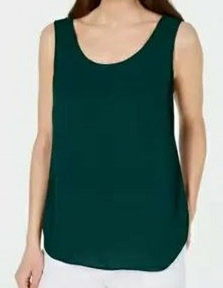 Alfani Women's Sleeveless Scoop Neck Shell Dark Green-Size Medium