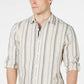 INC International Concepts Men's Francis Striped Button-Down Shirt  Beigekhaki Size Extra Small