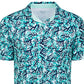 Attack Life By Greg Norman Men's All Over Print Coral Polo Shirt Blue Size Medium