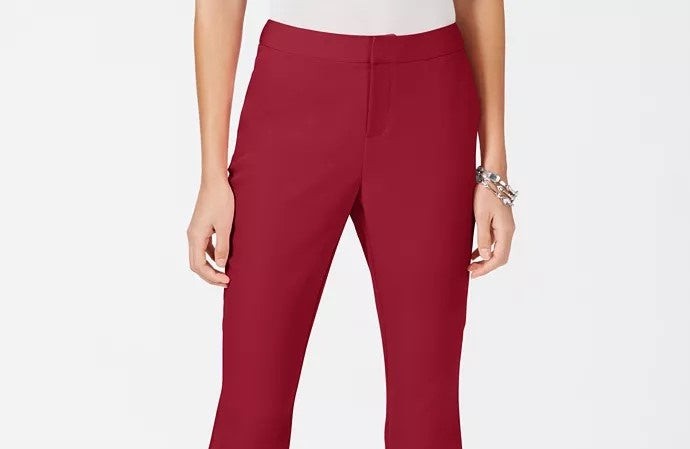 INC International Concepts Women's Cropped Straight Leg Pants Red Size 18