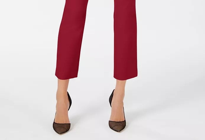 INC International Concepts Women's Cropped Straight Leg Pants Red Size 18