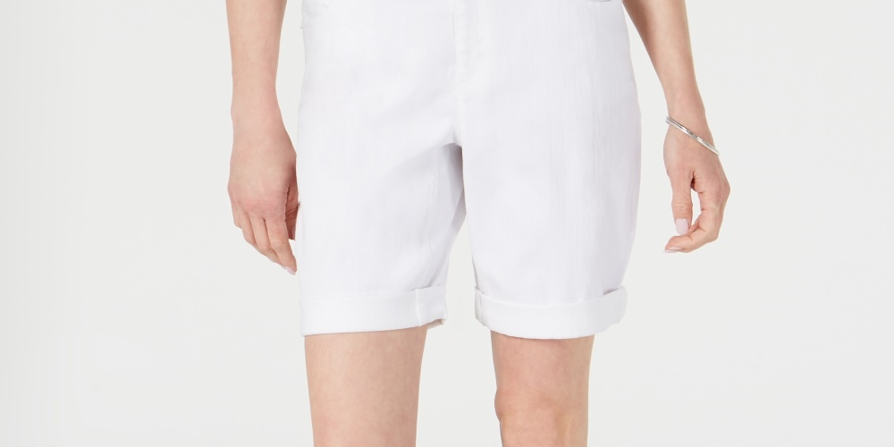 INC International Concepts Women's Denim Bermuda Shorts White Size 8