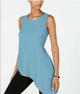Alfani Women's Asymmetrical Hem Top Blue Size Petite Medium