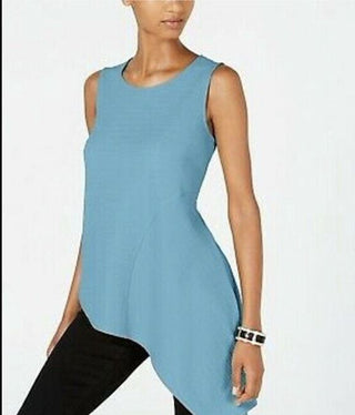 Alfani Women's Asymmetrical Hem Top Blue Size Petite Small