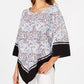 Alfani Women's Printed Poncho Blouse Navy Size Petite Medium