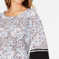 Alfani Women's Printed Poncho Blouse Navy Size Petite Medium