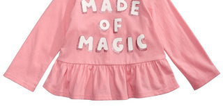 First Impressions Toddler Girl's Cotton Long Sleeve Peplum Hem T-Shirt Pink Size 3T