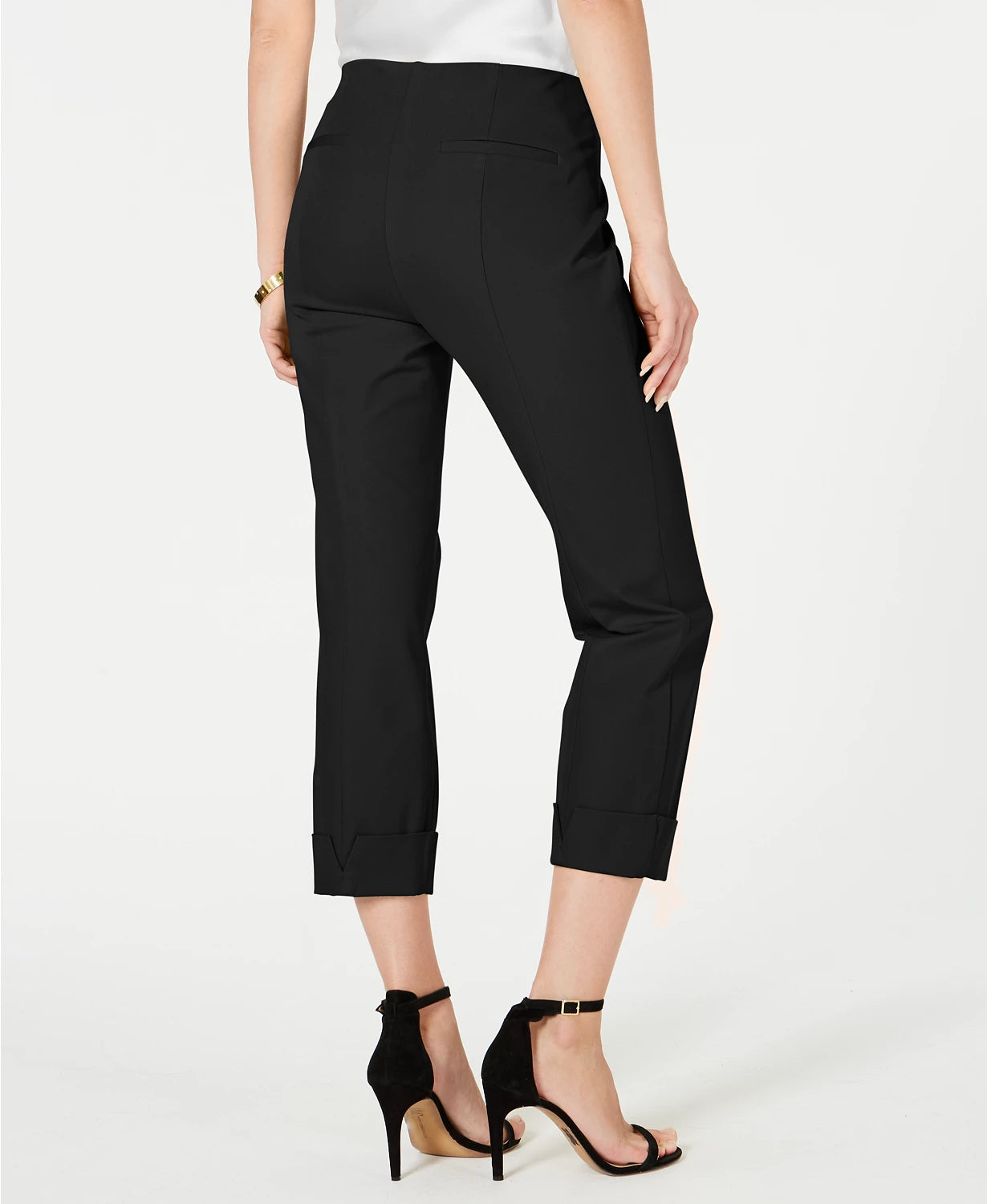 Alfani Women's Cuffed Hem Ankle Pants Black Size 8 Petite