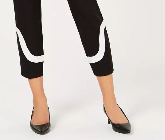 Alfani Women's Colorblocked Ankle Pants Black Size 6 Petite